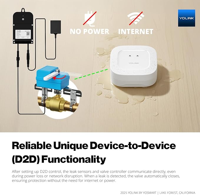 YoLink DIY Automatic Water Leak Detection & Shut-Off Starter Kit, EVO Valve Operator, Wireless Valve Controller, (3) Leak Sensors, Hub - Image 2
