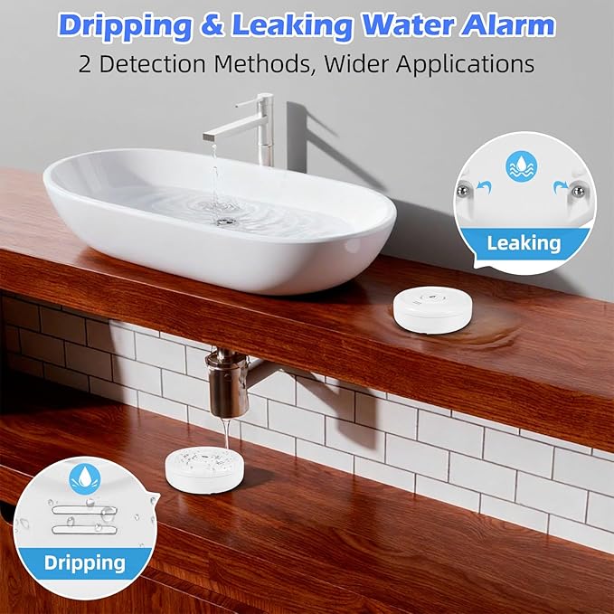 5 Pack Water Leak Detectors for Home, 100 dB Water Sensor Alarm Leak Detector for Basement, Bathroom, Kitchen, Home - Image 3