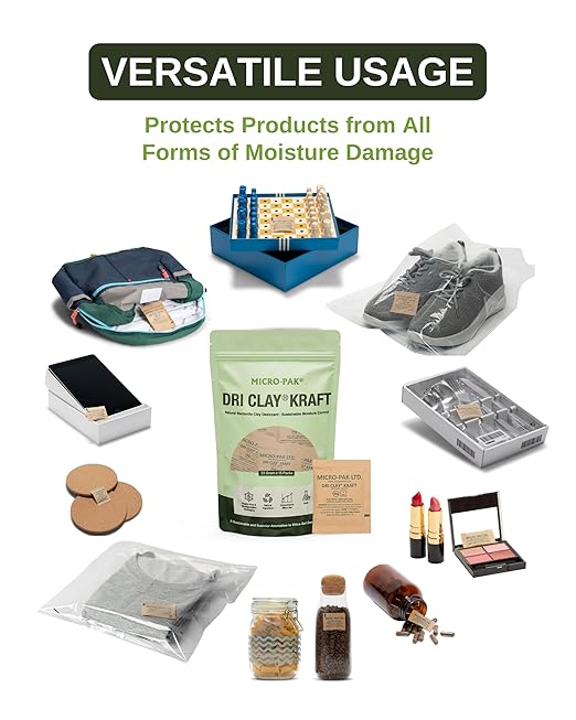 Micro-Pak Dri Clay Kraft, Highest Moisture Absorption Desiccant Packs, Silica Gel Packets Alternative, Food Safe Bentonite Clay, Desiccant Packs for Storage, Moisture Absorbers for Closet, 33gx15pcs - Image 8