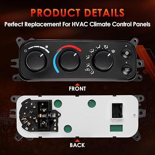 599-212 HVAC Control Module A/C Heater Climate Panel Switch Compatible with Dodge Ram 1500 2500 3500 2002-2005 & Dakota 2001-2004, Replaces# 55055905AA 55055905AD 55056246AA - Image 5