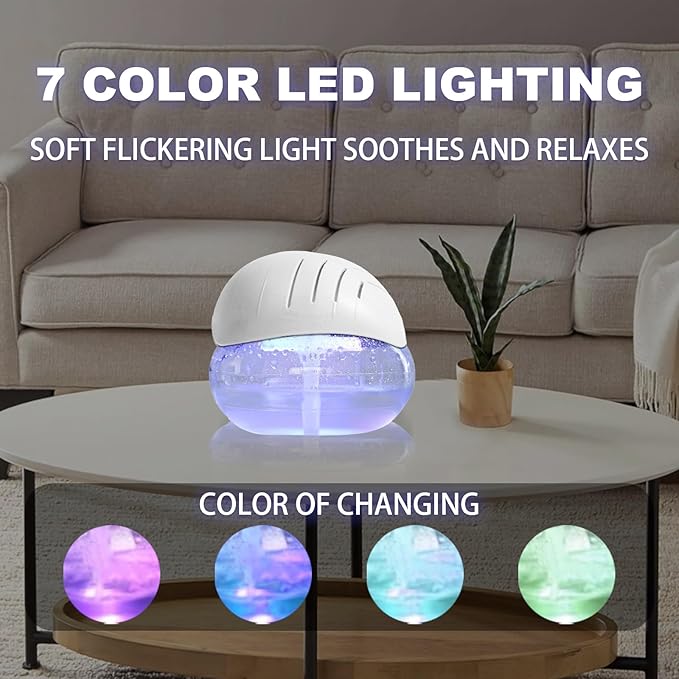 Air freshener (White) - for Home, Bedroom and Office - Essential Oil Aroma Diffuser with LED Coloured Night Light with Soothing Water Flow Sound - Water Filtered air Purifier for Pets and Smokers. - Image 2