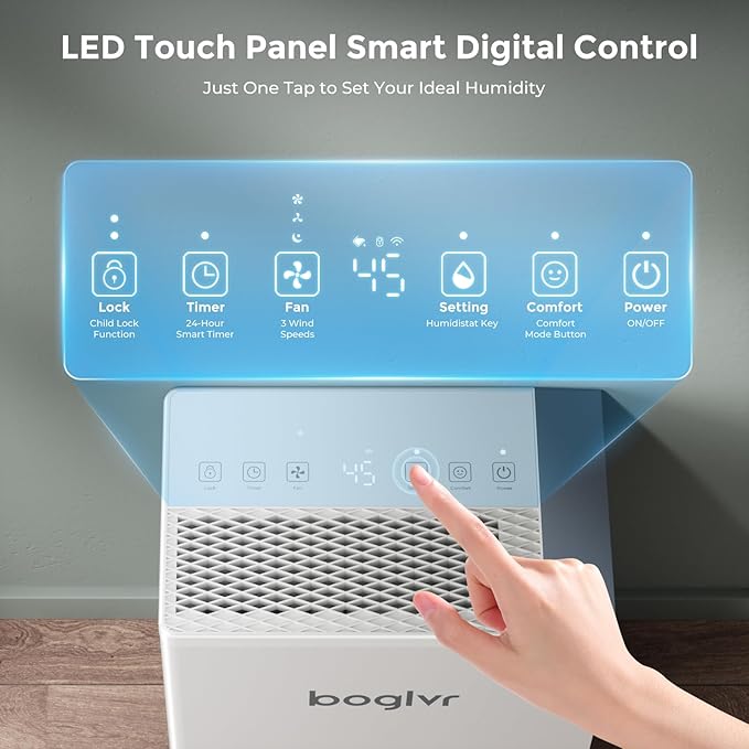 4500 Sq.Ft. Most Efficient Energy Star 2025, Max 80 Pint/D (Standard 52Pint/D) Smart Compressor Dehumidifier with APP/WIFI, Intelligent Humidistat for Basement, Home, Bedroom, Bathroom, Garage - Image 4