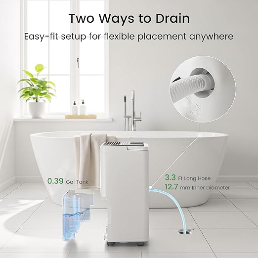 Waykar 2000 Sq. Ft. Energy Star 2025 Dehumidifier for Basement & Home, Adjusts from 15% RH With Drain Hose, Ultra Quiet 35 dB for Bedroom & Bathroom - Image 6