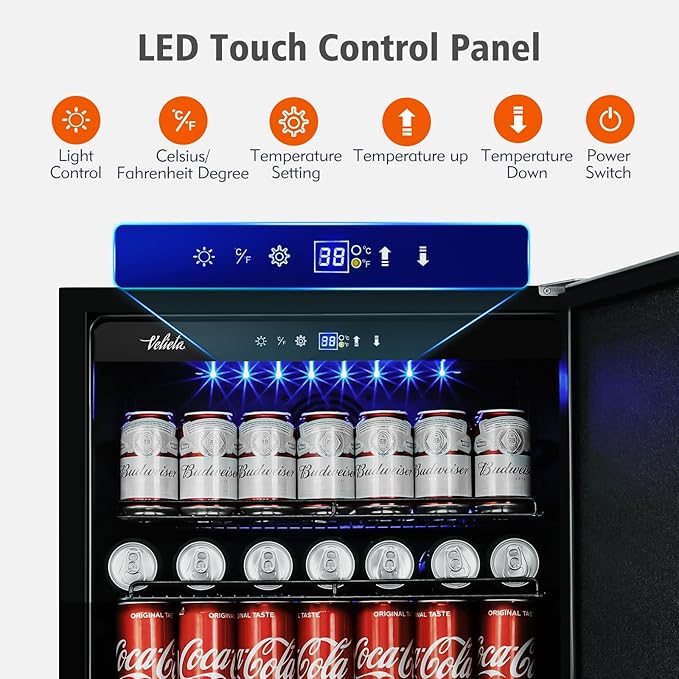 24 Inch Outdoor Beverage Refrigerator Cooler,Stainless Steel Wide Refrigerator for 210 Cans,Fit Perfectly for 24" Space Built-in Counter or Freestanding with powerful and quiet cooling system - Image 5