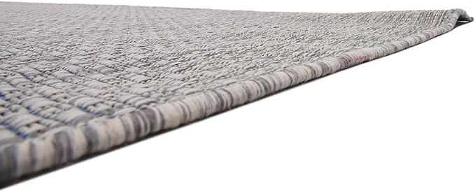 Unique Loom Collection Casual Transitional Solid Heathered Indoor/Outdoor Flatweave Area Rug (7' 1" x 10' Rectangle, Light Gray/Ivory) - Image 8