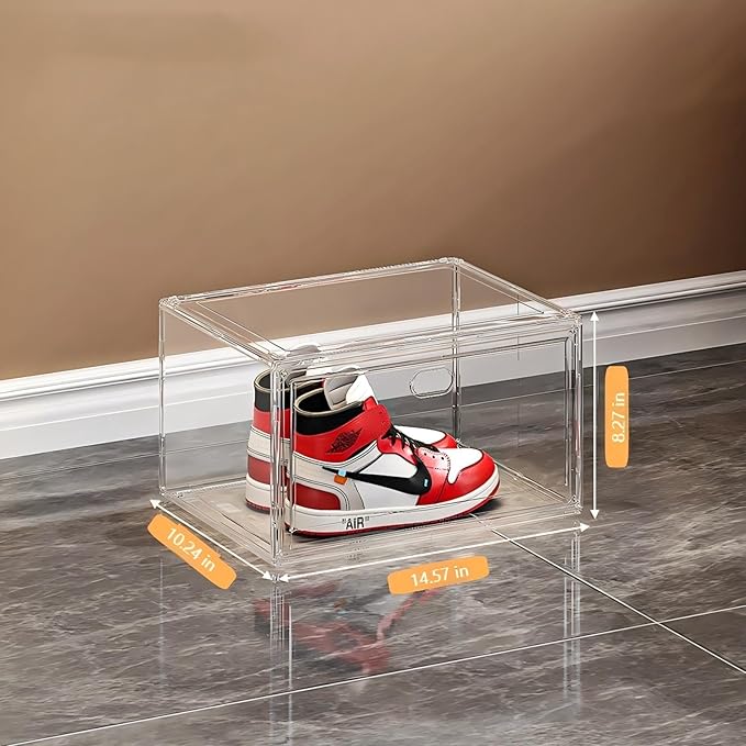 Extra Large Clear Acrylic Shoe Boxes with Magnetic Doors - Stackable Sneaker Display Case for Shoes Storage, Side Opening Dust Proof Organizer Containers for sneakers, Boots, Purses - Image 2