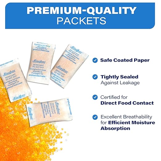 LotFancy Silica Gel Packets, 300 Packs 0.5 Gram, Indicating Desiccant Dehumidifier Packets, Moisture Absorber Bags for Spices Jewelry Shoes - Image 5