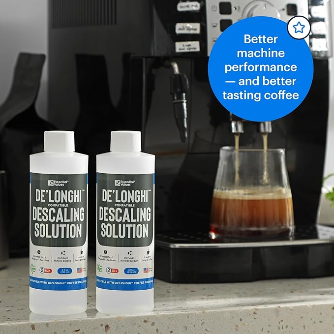 Essential Values Descaling Solution Compatible with De Longhi - Coffee Descaler - Coffee Maker Cleaner - Kettle, Espresso Machine Cleaning - 12 Month Supply 2-Pack - Image 3