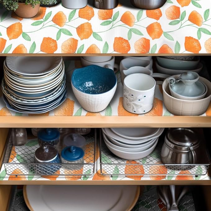 18" W x 96" L Floral Drawer and Shelf Liner for Cabinets, Non-Adhesive Strong Grip Non-Slip Flower Shelf Cabinet Kitchen Shelf Liners for Kitchen Cabinets - Image 8