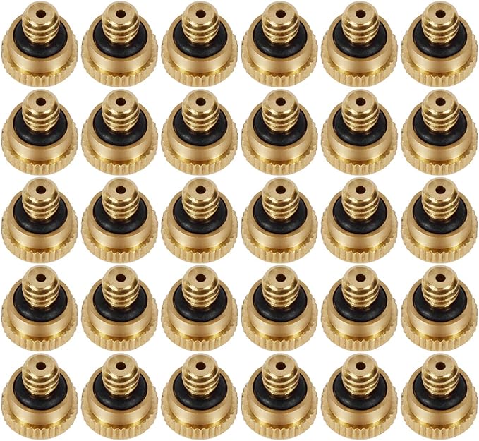 KUWAN 0.016" Orifice (0.4mm) Thread UNC 10/24 Brass Misting Nozzles Low Pressure Atomizing Misting Sprayer Water Hose Nozzle for Greenhouse, Landscaping, Outdoor Cooling Mister System (30PCS) by KUWAN