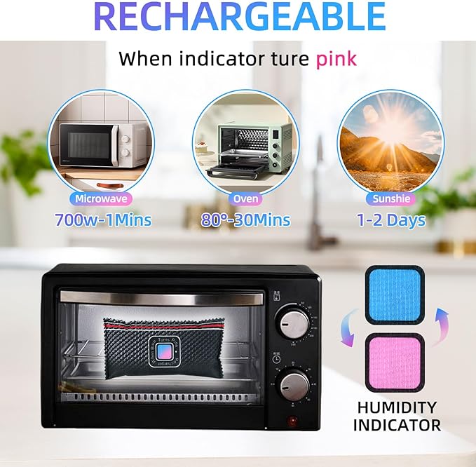 10 Pcs Rechargeable Desiccant Packs for Storage Silica Gel Packets Dry Moisture Absorbers Bags Reusable Desiccant Car Dehumidifiers Bags for Gun Safe Closet Basement Car Tool Box (200g) - Image 5