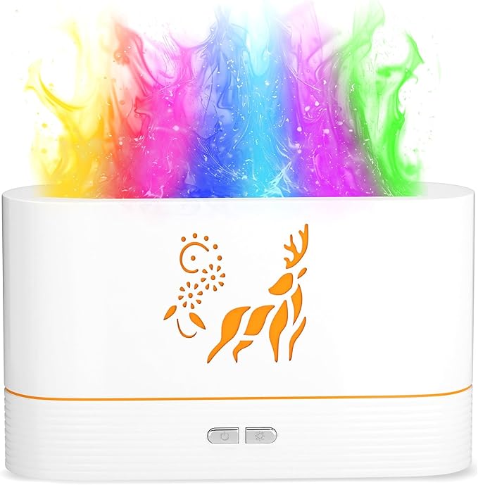 Colorful Aroma Essential Oil Diffuser for Home, Quiet Cool Mist Flame Humidifier for Bedroom with Remote, Fire Flame Diffuser Humidifier with Scent (White) by Unknown