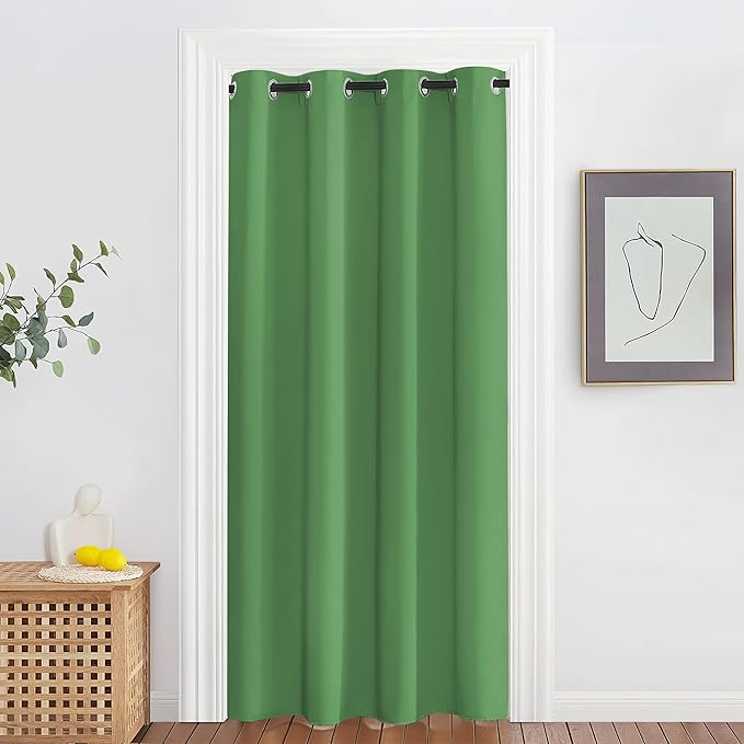 NICETOWN Blackout Doorway Curtain Drape 78 inch Long - Grommet Noise Reducing Thermal Insulated Solid Modern Window Treatments for Bedroom Closet (1 Panel, 52 x 78 Inch, Froest Green) by NICETOWN