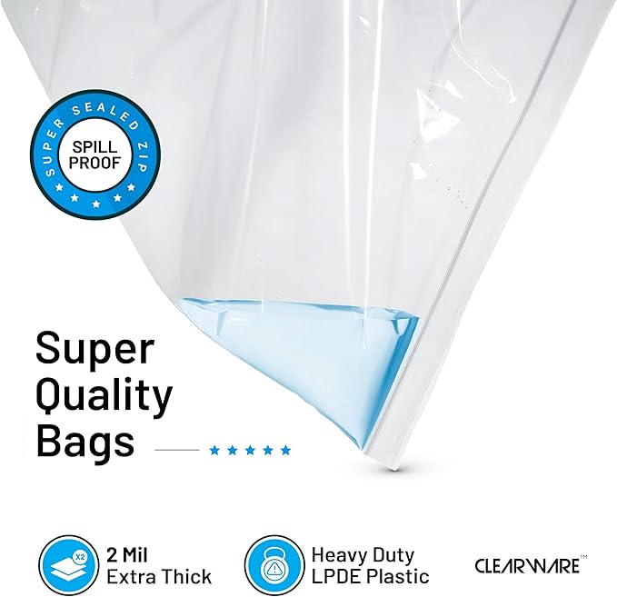 4 Count - Large Storage Bags With Zipper Top, 10 Gallon Size 24" x 24", Extra Large Plastic, For Clothes, Travel, Moving, BPA-Free, Heavy Duty 3-Mil Thick - Image 3