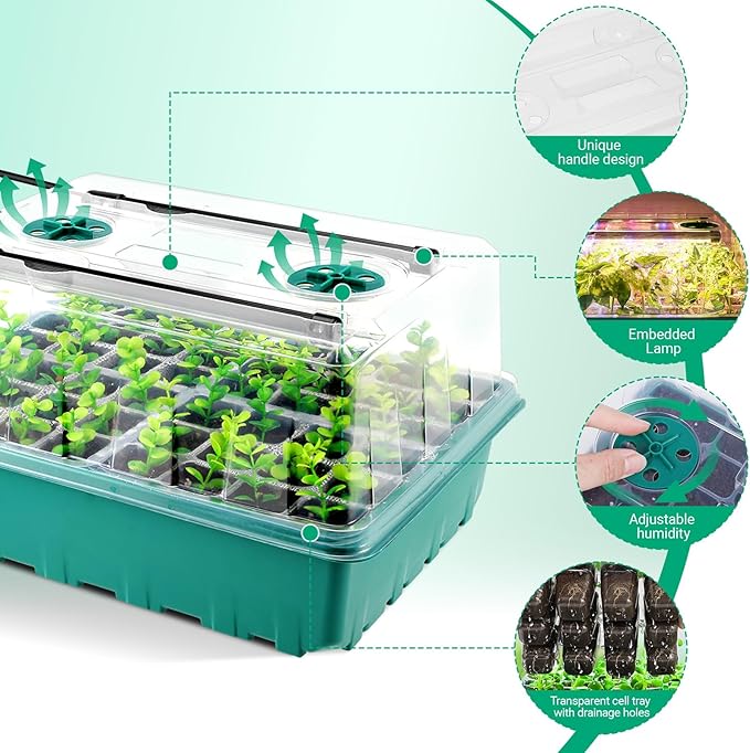 96 Cells Self-Watering Seed Starter Tray with Grow Light, Seed Starter Kit with Adjustable Humidity Dome, Seed Starting Trays Plant Starter Kit for Seeds Growing Starting, Indoor Gardening, Greenhouse - Image 6
