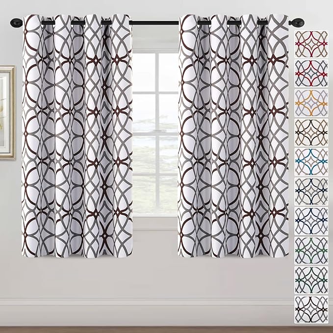 H.VERSAILTEX Blackout Curtains 63 inch Length 2 Panels Set Thermal Curtains & Drapes Window Treatment Noise Reducing Geometric Modern Grommet Living Room Curtains for Bedroom - Brown and Gray by HVERSAILTEX