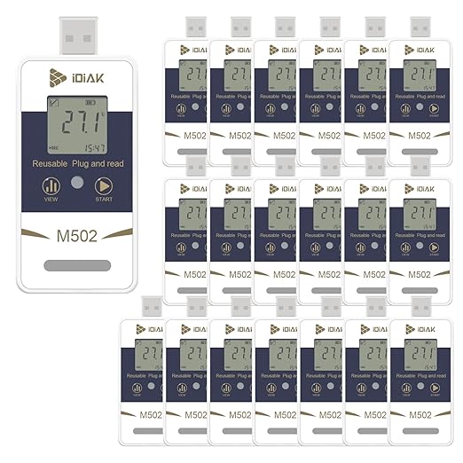 M502 Temperature Data Logger USB Temp/Humidity Recorder with PDF and Excel (Reusable) Refrigerator Thermometer 14400 Points High Accuracy 20 Pack by Unknown