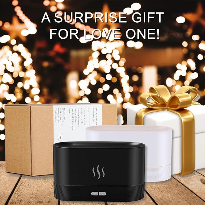 Essential Oil Diffuser, Flame Air Humidifier with Fire Led Light - 2 Rightness, 180mL Capacity (8 Hours), Auto-Off Protection Air Diffuser for Home Bedroom Office Gifts(Black) - Image 6
