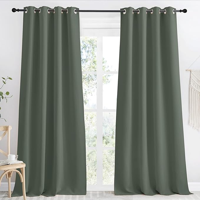 NICETOWN Blackout Curtain 118 inch Long, W55 x L118, 1 Panel, Dark Mallard, Thermal Insulated Window Treatment with Grommet Room Darkening Thermal Insulated Panel for Bedroom/Living Room by NICETOWN