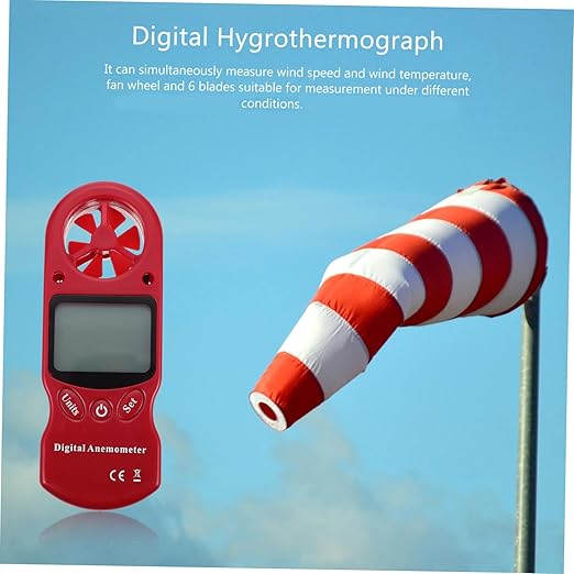 GLEAVI One Thermohygrometer Anemometer Accurate Temp Humidity Monitor Wind Velocity Gauge Mini Digital Hygrothermograph Battery - Image 4