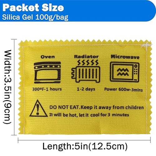 100g Rechargeable Desiccant Silica Gel Beads Pack Lab Desiccants Bag Rechargeable Moisture Absorbing for Storage Bins and Totes(3pack) - Image 2