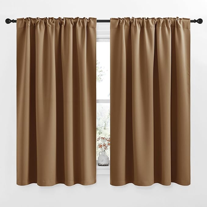 NICETOWN Blackout Curtain Panels for Living Room - (Gold Brown Color) 52x63 Inch, 2 Panels Set, Room Darkening Blackout Drapes for Window - Image 2