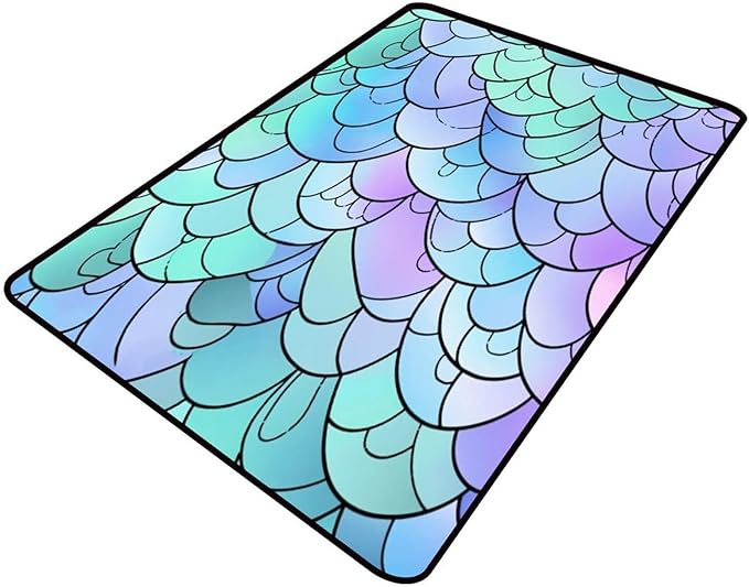 Shag Carpet, Cartoon Colorful Fish Scales, Pattern Drawing, Lightweight Area Rugs, Fade Resistant, Flame Resistant, Quick Dry, Stain Resistant, Waterproof Floor Carpet for Living Room, 48 x 72 Inch by Snarena