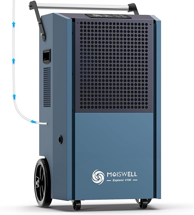 190 Pints Commercial Dehumidifier with Pump Portable Industrial Heavy Duty Moisture Removal Dehumidifiers for Basements with Auto Drain,Powerful Humidity Control for Large Spaces by Moiswell