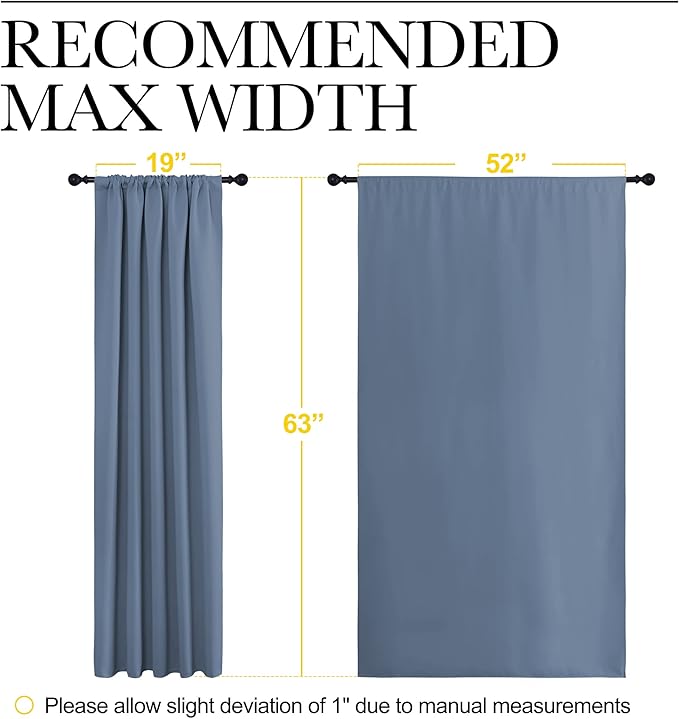 NICETOWN Blackout Curtains for Living Curtains, Window Treatment Blackout Curtain Panels, Home Decor Thermal Insulated Solid Drapes for Bedroom (Stone Blue, Set of 2, 52 by 63 Inch) - Image 7