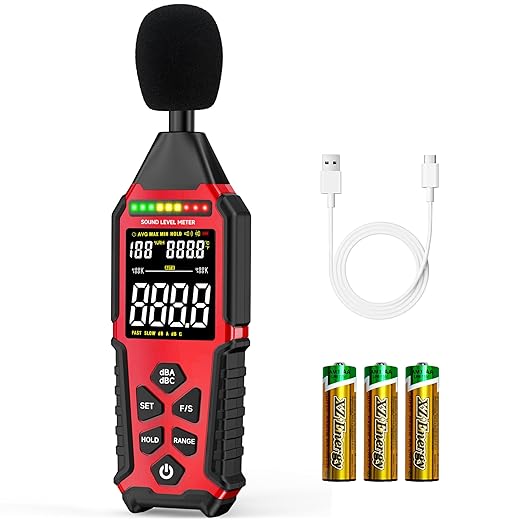 Power Supply Available Decibel Meter, Gedaye Sound Level Meter, A/C Weighted SPL Meter, Noise Measure Device 30-130dB, Noise Detector Sound Monitor Decibel Reader Classroom Factory Noisy Neighbor by Gedaye