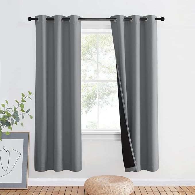 NICETOWN Silver Grey Full Shade Curtain Panel, Energy Smart & Noise Blocking Out Blackout Drape for Dining Room Window, Thermal Insulated Guest Room Lined Window Dressing(1 PC, 42 x 72 inch) by NICETOWN