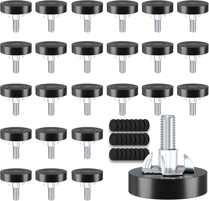 Adjustable Leveling Feet: 24pcs, M6 T-Nuts & Floor Protectors, Heavy Duty Furniture Levelers for Cabinets,Sofa,Tables,Chairs on Hardwood/Tile/Carpet by Unknown