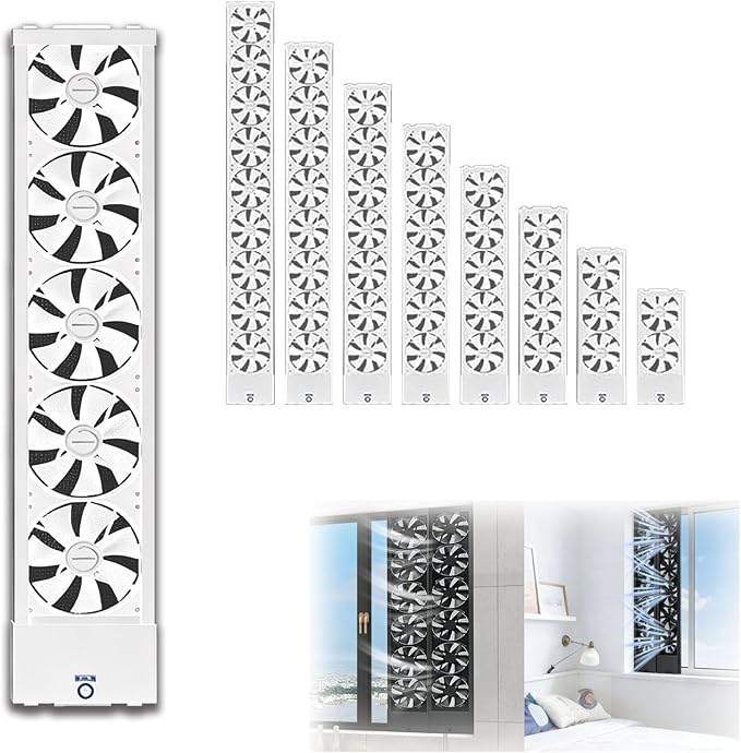 Vertical Window Exhaust Fan for Sliding Windows, Retractable Window Exhaust Fan, Dual Mode Airflow Exhaust Intake Variable Speed Control for Livingroom & Bathroom(White,51.2-53.1) by Unknown