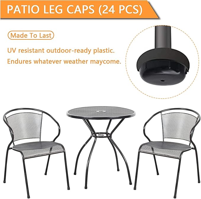 APPLIANCEMATES 1-1/2" Wrought Iron Patio Furniture Feet Glides,32 Pcs Plastic Outdoor Patio Furniture Feet Protectors Protecting Floor Surfaces from Scratches(Black) - Image 5