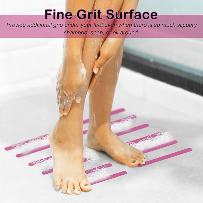 S&X Non-Slip Bathtub Shower Stickers 12-Pack Anti-Skid Strips, Waterproof Adhesive Safety Decals, Fine Grit Tread for Steps, Stairs, Pools, Boats, and Floors - Purple - Image 2