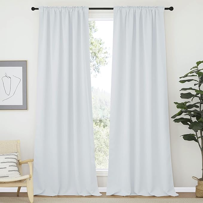 NICETOWN Living Room Curtain Panels - (Cloud Grey Color) W52 x L120, 2 PCs, Back Tab/Rod Pocket Room Darkening Window Treatment Draperies for Patio Sliding Glass Door - Image 2