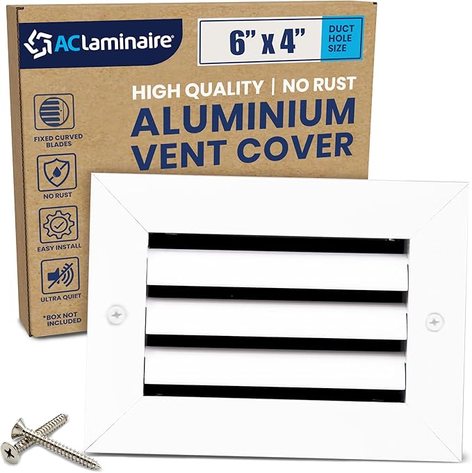 6x4 Inch (Duct Opening) Air Return Vent Cover Decorative – Premium Aluminum AC Vent Cover for Ceiling & Wall, Rustproof Grille, Ideal for Home HVAC Grille, Durable & Easy to Install by ACLAMINAIRE by LAMINAIRE