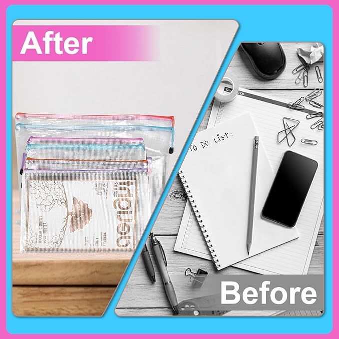 Mesh Zipper Pouch,Waterproof Zipper Bags,18pcs Document Folders,for Puzzle Board Game Storage,for School Office Supplies. - Image 5