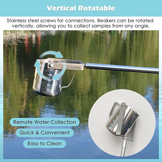 Retractable Water Sampler Set - Stainless Steel Rods & Pendulum Sampler Ladle 500 1000 ML, Industrial Water Quality Test Sampling Collector, for Environmental Monitoring(Metal 500ml,L 1.1m-300cm/3.6ft - Image 5