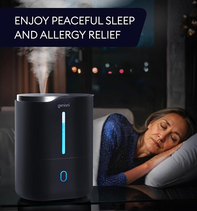 GENIANI Ultrasonic Cool Mist Humidifier for Bedroom, Large Rooms, Home, 4L - Easy Fill & Clean Humidifier for Plants w/Auto Shut-off, 40H Runtime - Quiet, Top Fill Air Humidifier & Vaporizer for Baby - Image 9