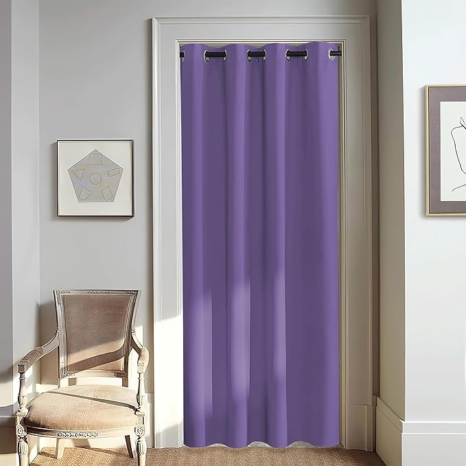 NICETOWN Door Curtain for Closet Doors 80 Inches Long 1 Panel, Blackout Doorway Curtain for Open Closet Bedroom, Room Divider Living Room for Privacy (Lilac Purple, 1 Panel, 46W x 80L) by NICETOWN