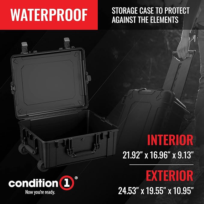 Condition 1 25" Large Rolling Hard Travel Case Model 287 Lockable Storage Box, Waterproof Dustproof Protective Luggage with Handle, Made in USA, 24.53"x19.55"x10.95" Black - Image 2