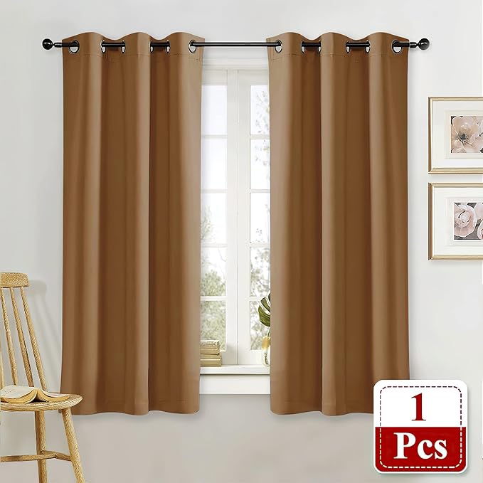 NICETOWN Blackout Curtain Blind for Bedroom Thermal Insulated Grommet Blackout Room Darkening Drape/Drapery (Single Panel, W42 x L63 inches, Gold Brown) - Image 2