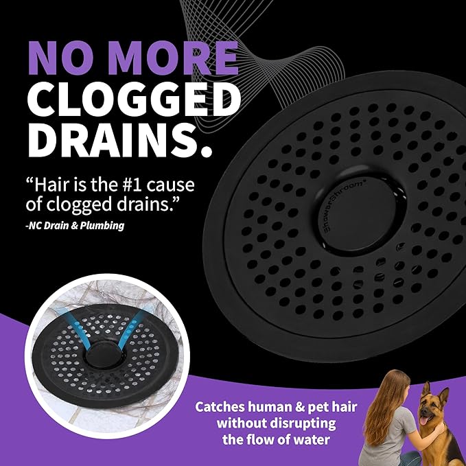 ShowerShroom Ultra Matte Black Hair Catcher, Stainless Steel Drain Protector, Fits All Shower Drains - Image 5