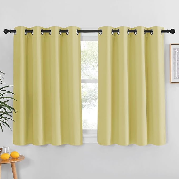 NICETOWN Paler Yellow Blackout Curtain for Living Room - Solid Thermal Insulated Grommet Blackout Panel/Drape for Bedroom Kitchen Window (1 Panel, 52 inches Wide by 54 inches Long) by NICETOWN