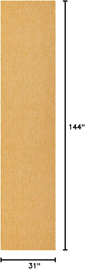 Unique Loom Collection Casual Transitional Solid Heathered Indoor/Outdoor Flatweave Area Rug (2' 7" x 12' Runner, Corn Harvest Yellow) - Image 3