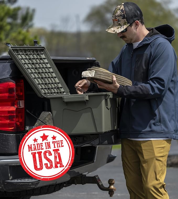 MTM ACRG18 Gear Crate Utility Box, Water Resistant Gear Dry Storage Box for the Field, Lockable Dry Storage Case, 52 Quart, Stackable, Secures Hunting Shooting Gear, 101 Uses, USA Made, Army Green - Image 5