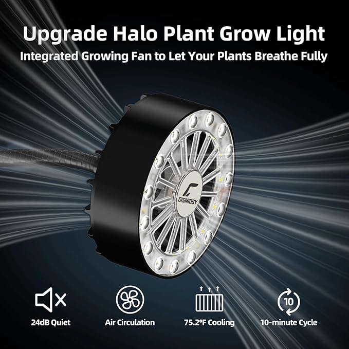 Grow Lights for Indoor Plants, Full Spectrum Plant Grow Light with Plant Fan,Clip on Plant Lights for Indoor Growing with Timer and Dimmable,Suit for Plant shves and Plant Pot,2 Packs - Image 3