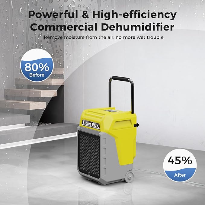 ALORAIR 170 Pints LGR Commercial Dehumidifier with Pump & Drain Hose, Portable Insutrial Dehumidifier for Basments, Home, Job Sites, Fit for 2,100 Sq.Ft Space with Wheels - Image 5