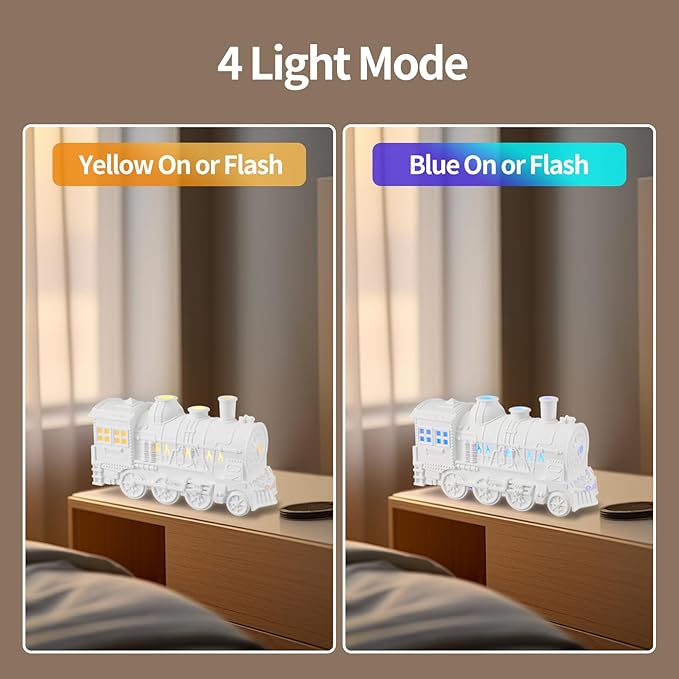 Humidifiers for Bedroom, Cool Quiet Steam Train Looking Mist Air Humidifier Diffuser for Home Baby Nursery & Plants and Auto Shut-off. (White) - Image 4